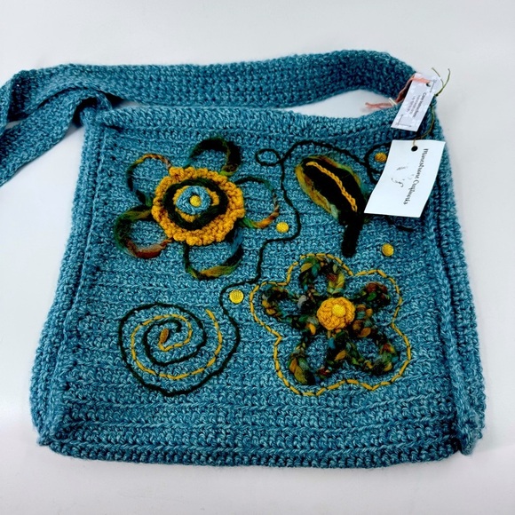 NWT Crochet knitted Boho Shoulder / Sling Bag - Picture 1 of 11